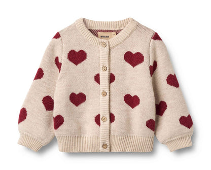 Hearts Jacquard Cardigan | Wheat