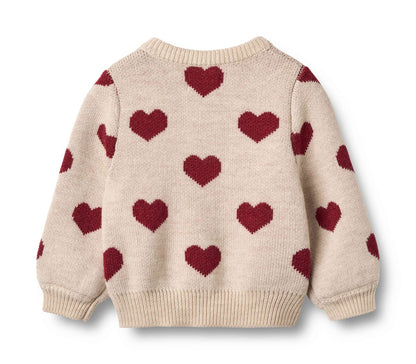 Hearts Jacquard Cardigan | Wheat