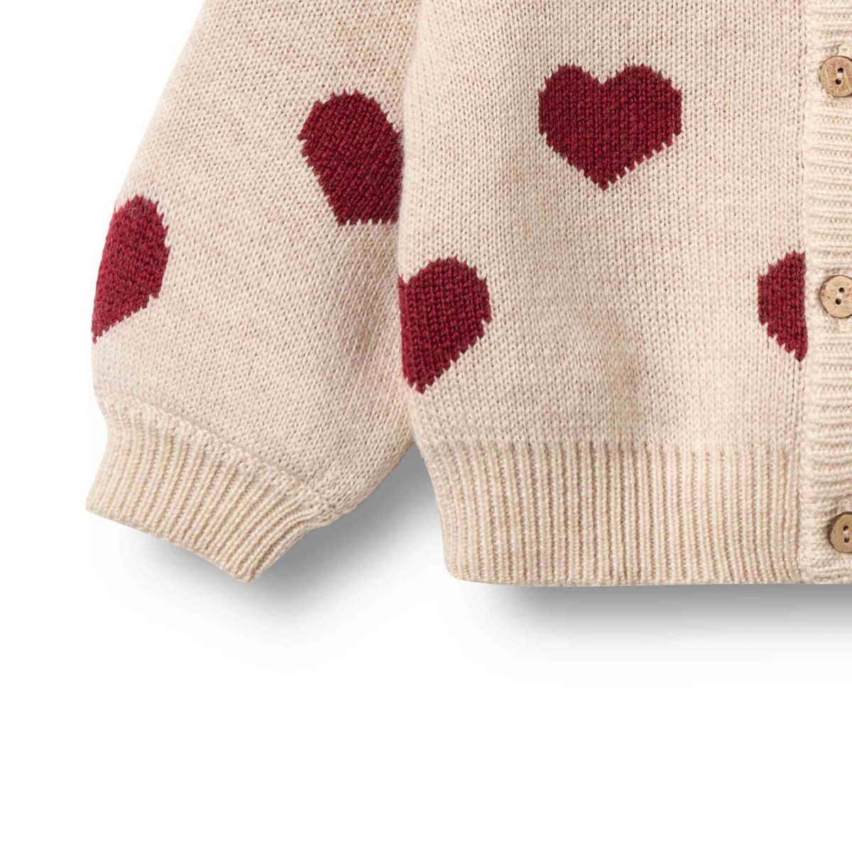 Hearts Jacquard Cardigan | Wheat