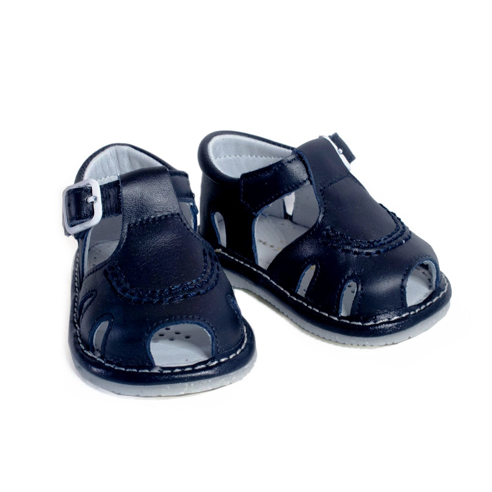 Marine Blue Leather Baby Sandals | Aladino Spain