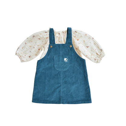 Embroidered Blue Corduroy Dress | Eli & Nev