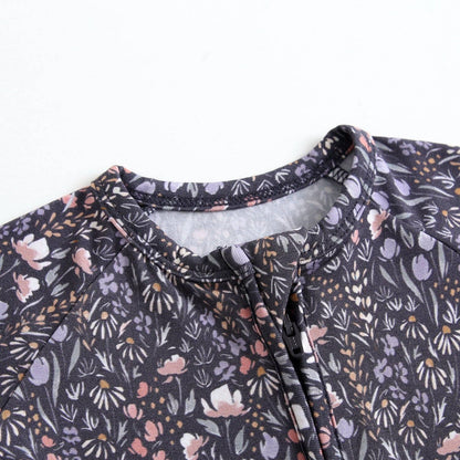Dark Vintage Garden Zip Romper | Early Grey