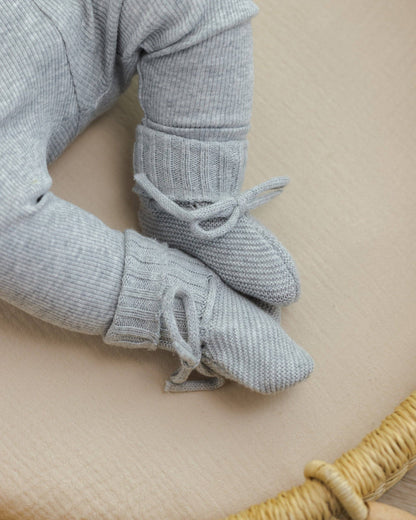 Knit Booties - Heathered Dusty Blue | Quincy Mae