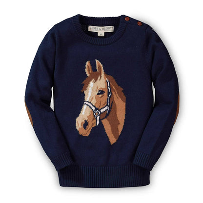 Navy Horse Intarsia Pullover Sweater | Hope & Henry