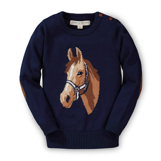 Navy Horse Intarsia Pullover Sweater | Hope & Henry