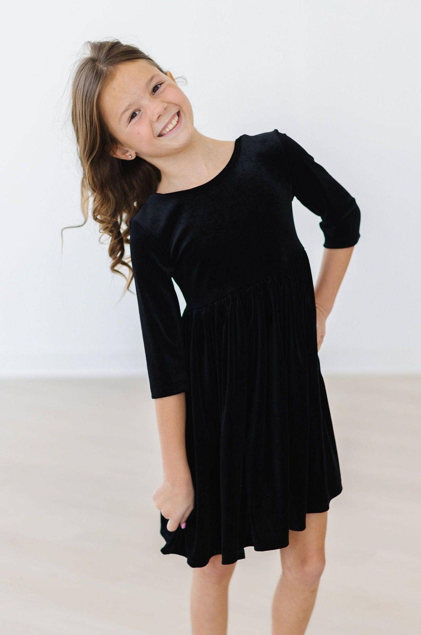 Black Velvet Twirl Dress | Mila & Rose