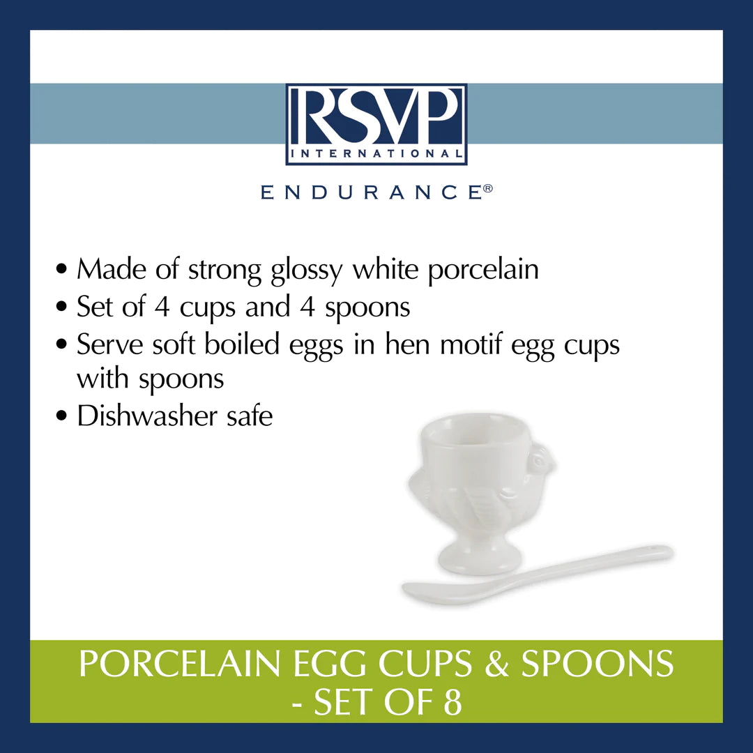 Porcelain Egg Cups and Spoons (Set of 4) | RSVP