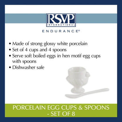 Porcelain Egg Cups and Spoons (Set of 4) | RSVP