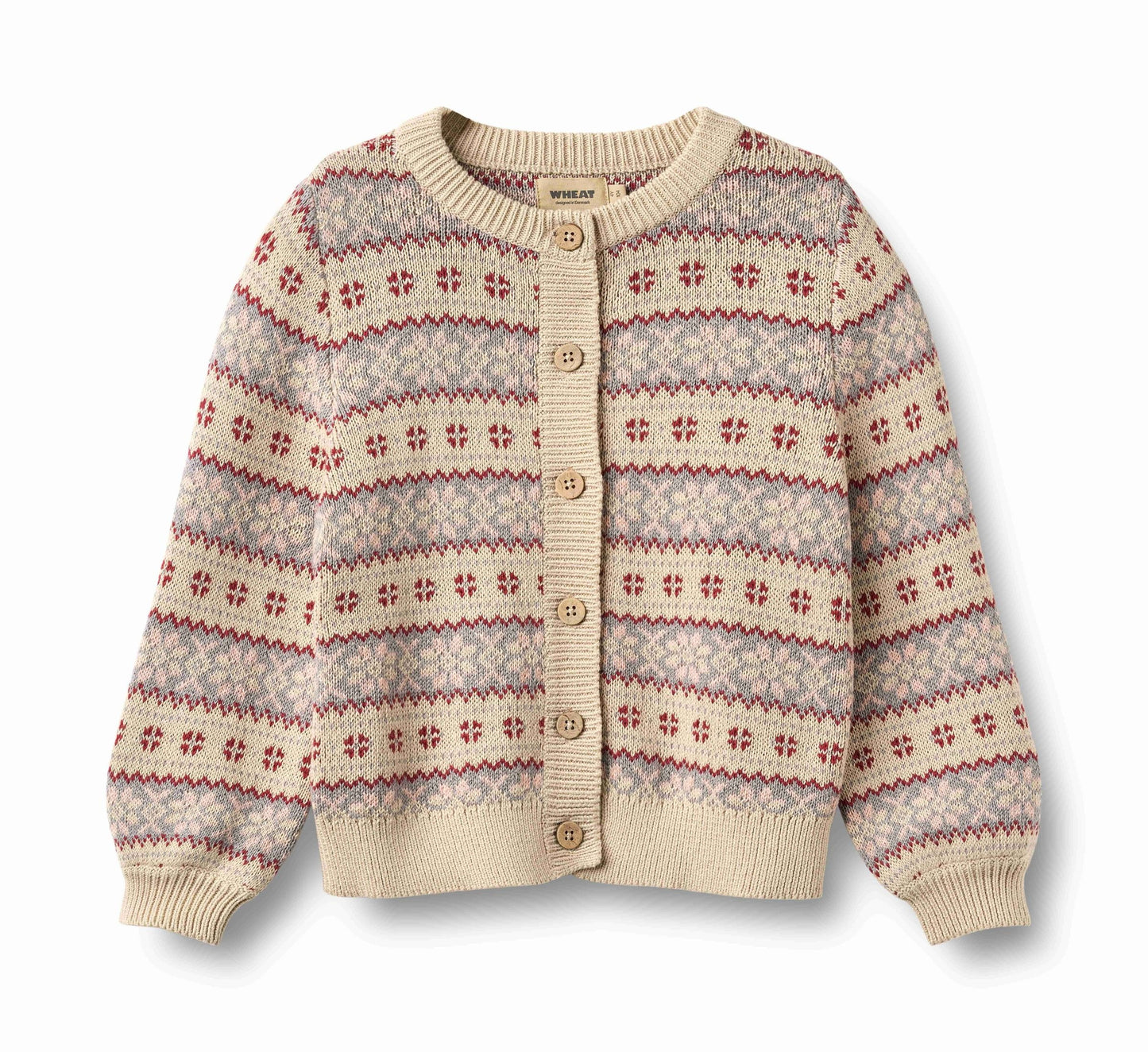 Vikki Off-White Jacquard Cardigan | Wheat