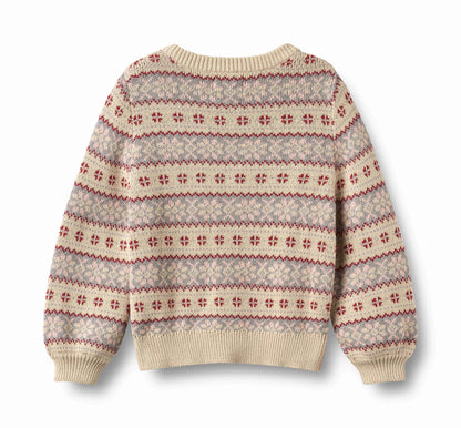 Vikki Off-White Jacquard Cardigan | Wheat