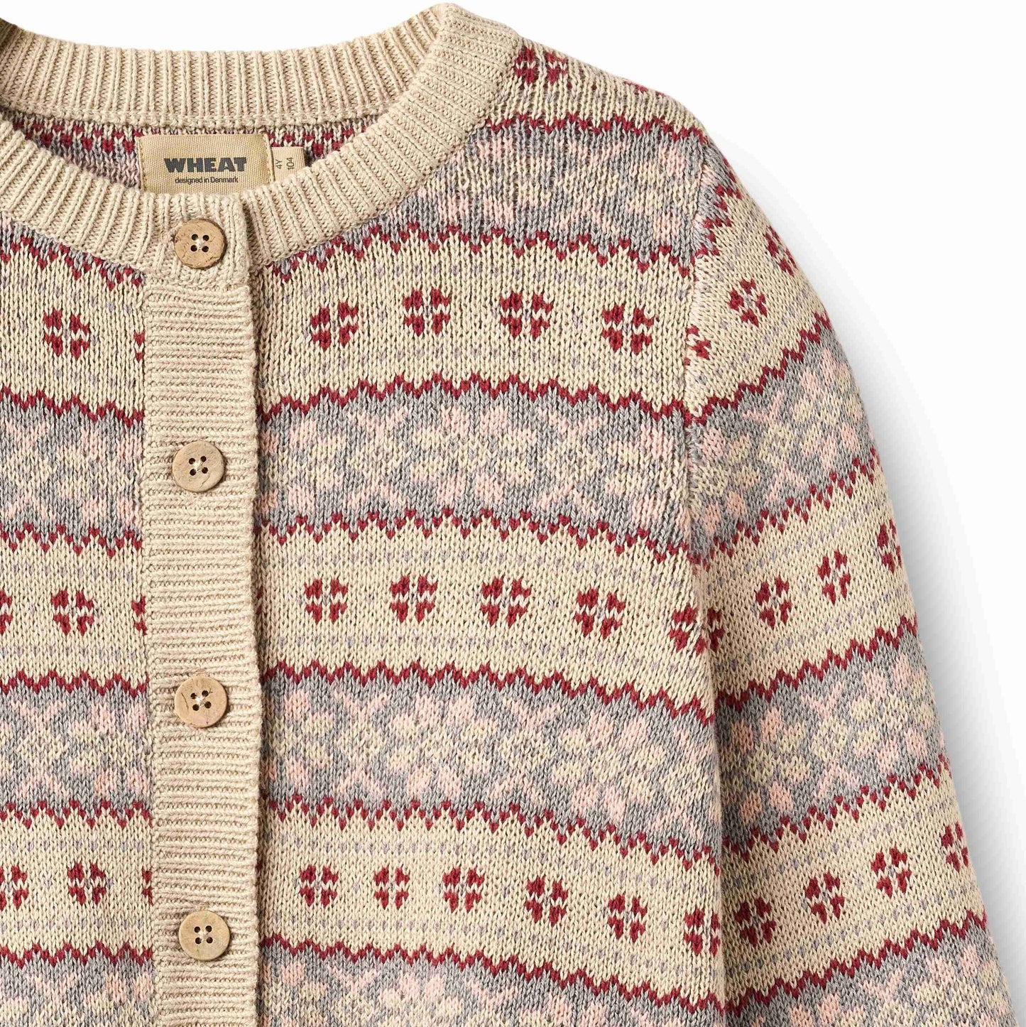 Vikki Off-White Jacquard Cardigan | Wheat