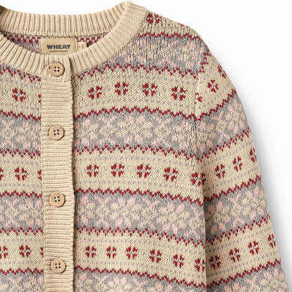 Vikki Off-White Jacquard Cardigan | Wheat