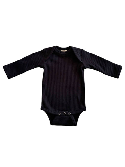 Black Organic Ribbed Bodysuit | Siix Collection