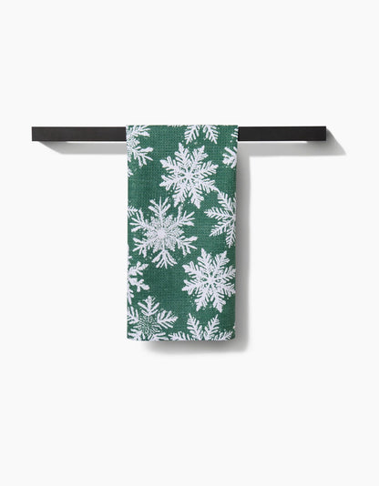 Snowy Days Green Tea Towel | Geometry