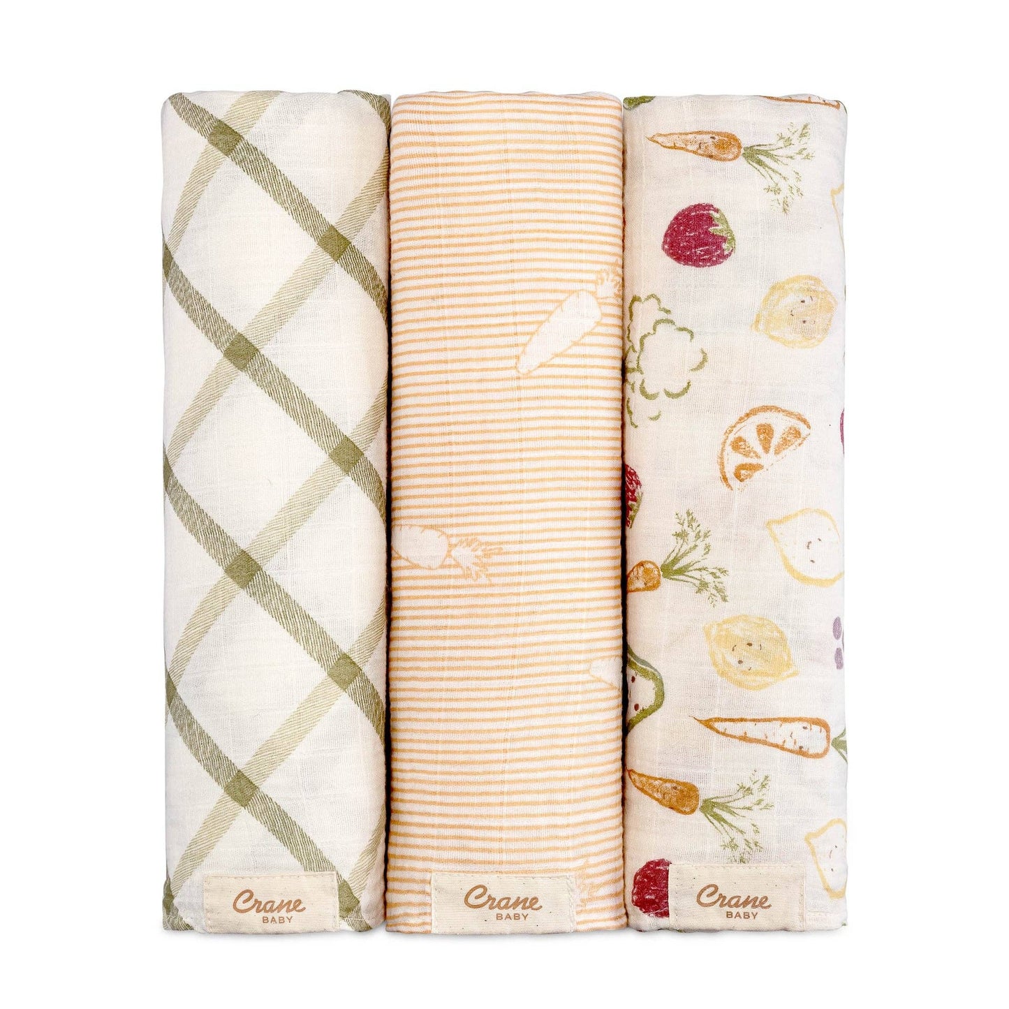 Clementine Cotton Muslin Swaddle Set (Set of 3) | Crane Baby