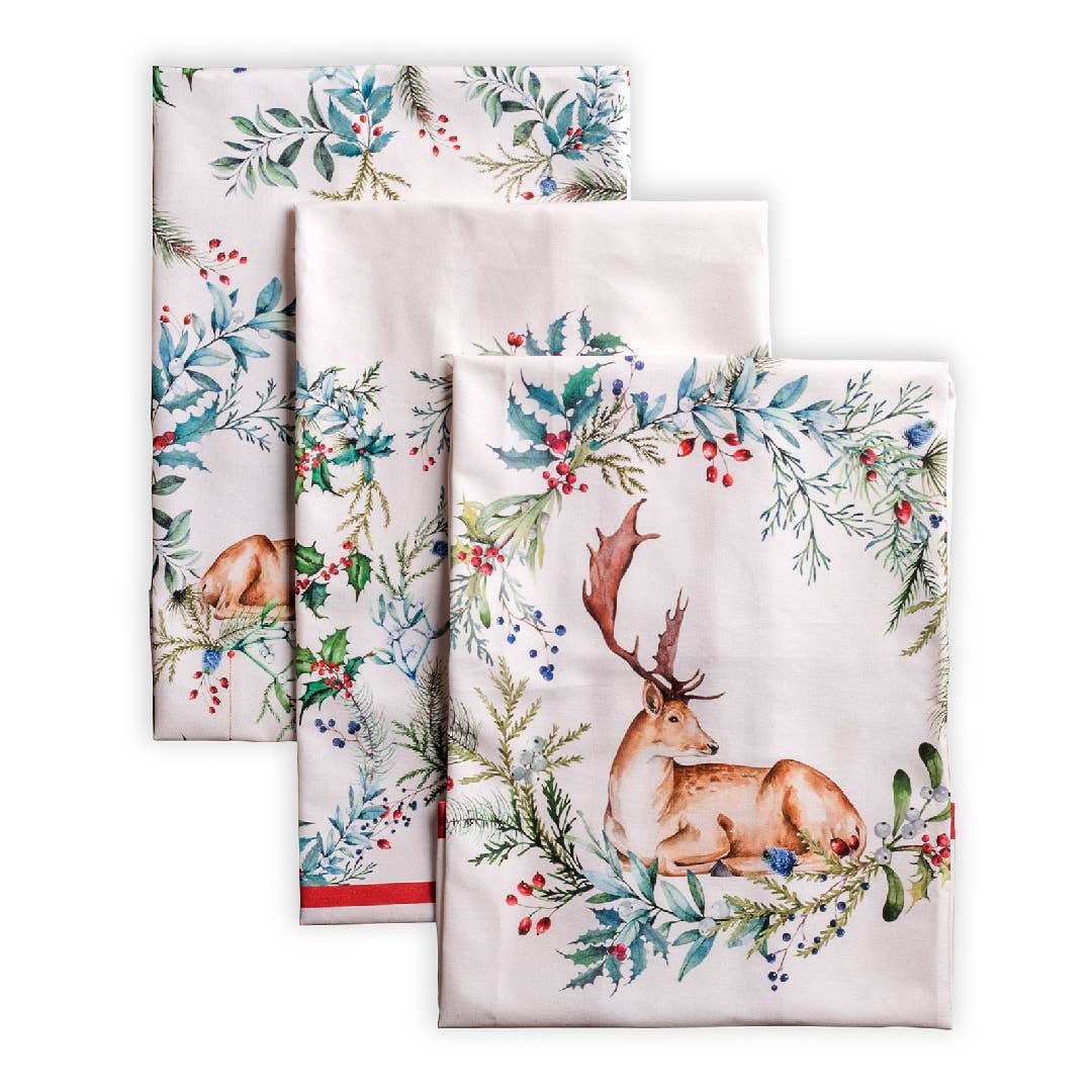 Holly Time Towels (Set of 3) | Maison d'Hermine