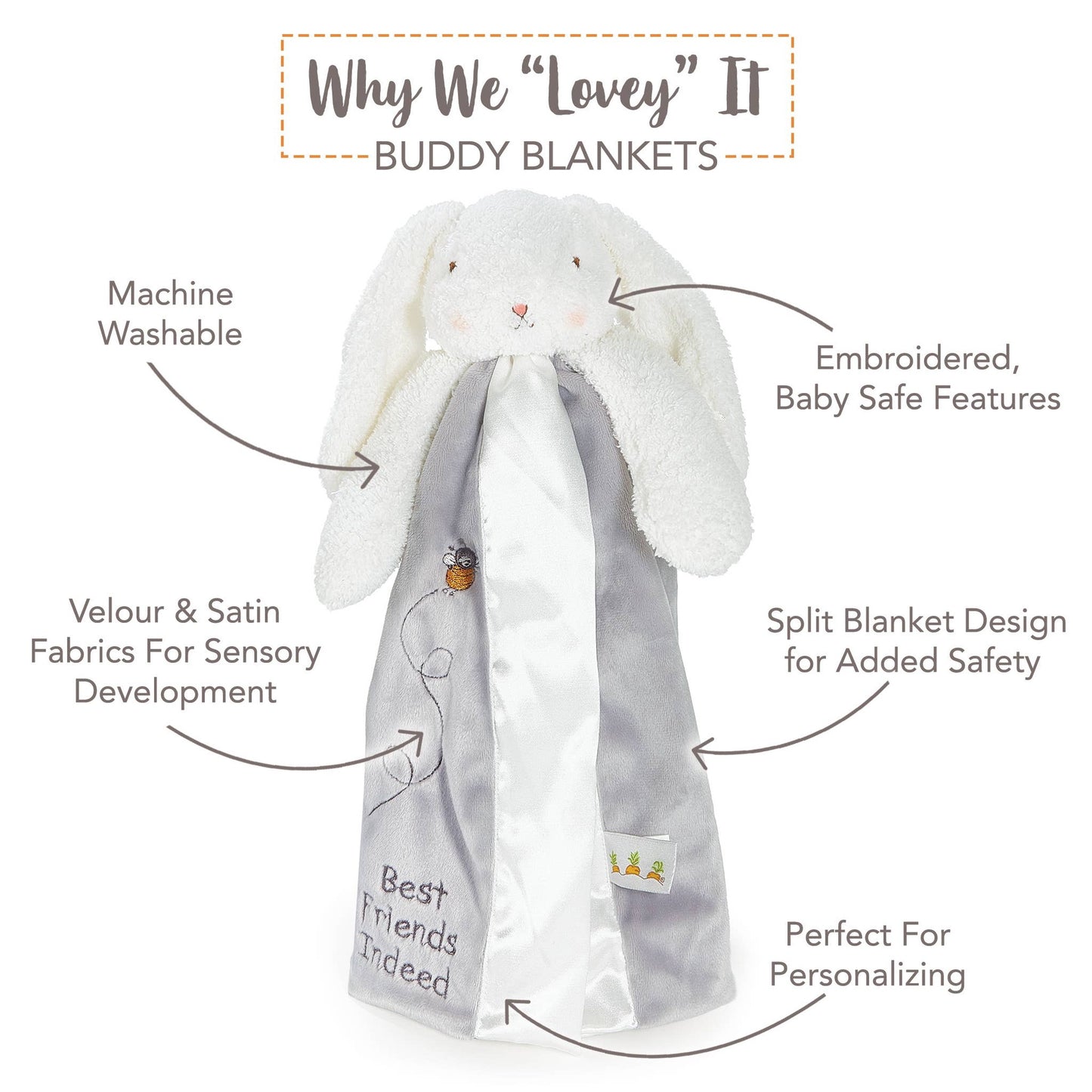 Grey Bloom Bunny Buddy Blanket | Bunnies By The Bay
