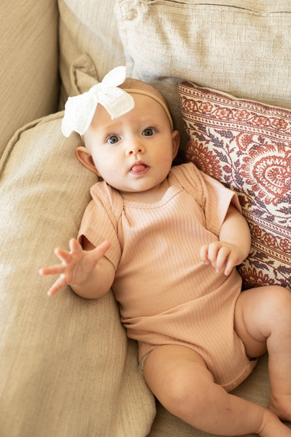 Organic Short Sleeve Ribbed Bodysuits (Various Colors) | Little Organic Co.