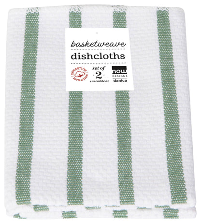 Basketweave Elm Green Dishcloths (Set of 2) | Danica