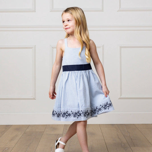 Blue Seersucker Organic Sundress | Hope and Henry