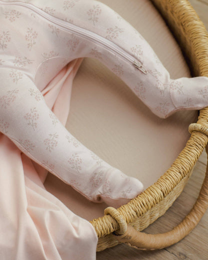 Modal Zip Footie - Pink Blossom | Quincy Mae