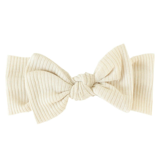 Moonstone Rib Knit Headband Bow | Copper Pearl