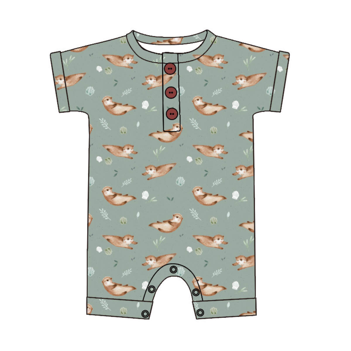 Sea Otter Bamboo Henley Shortie | Emi Lei