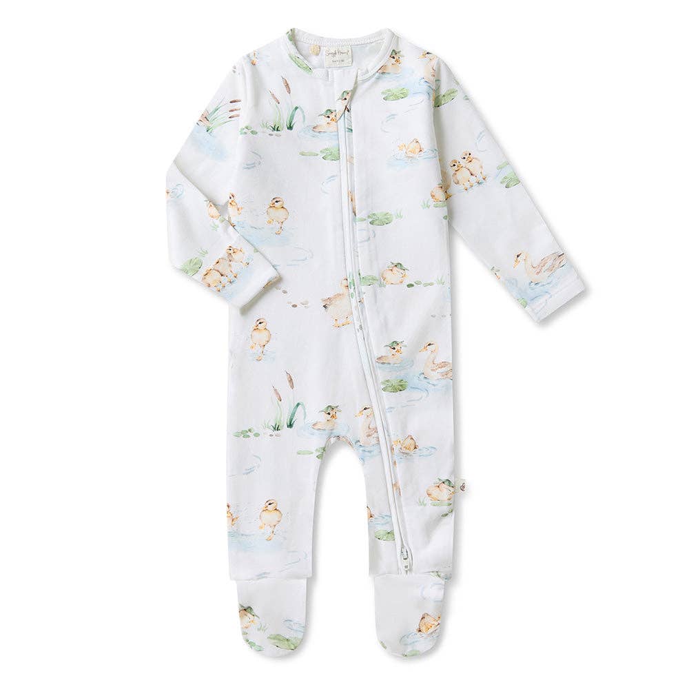 Duck Pond Organic Zip Footie | Snuggle Hunny