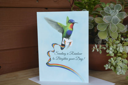 "Sending a Rainbow to Brighten Your Day" Hummingbird Card | Ripples Greeting Cards