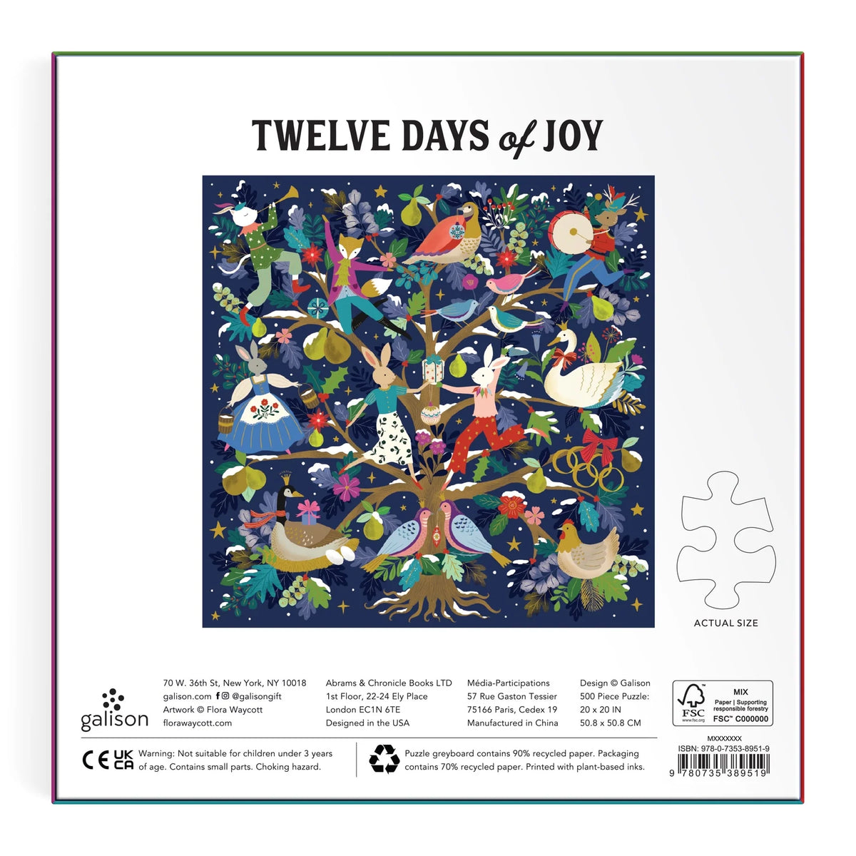 Twelve Days of Joy Foil Puzzle (500 Piece) | Galison