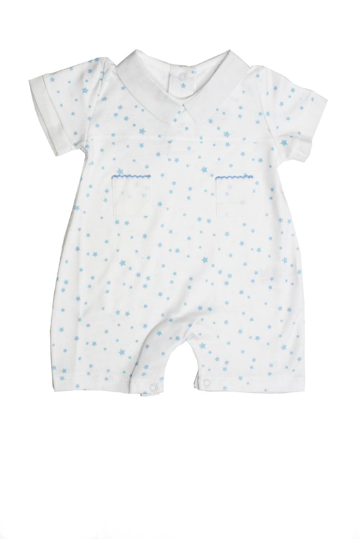 Pima Cotton Romper with Blue Stars | Patucos Spain