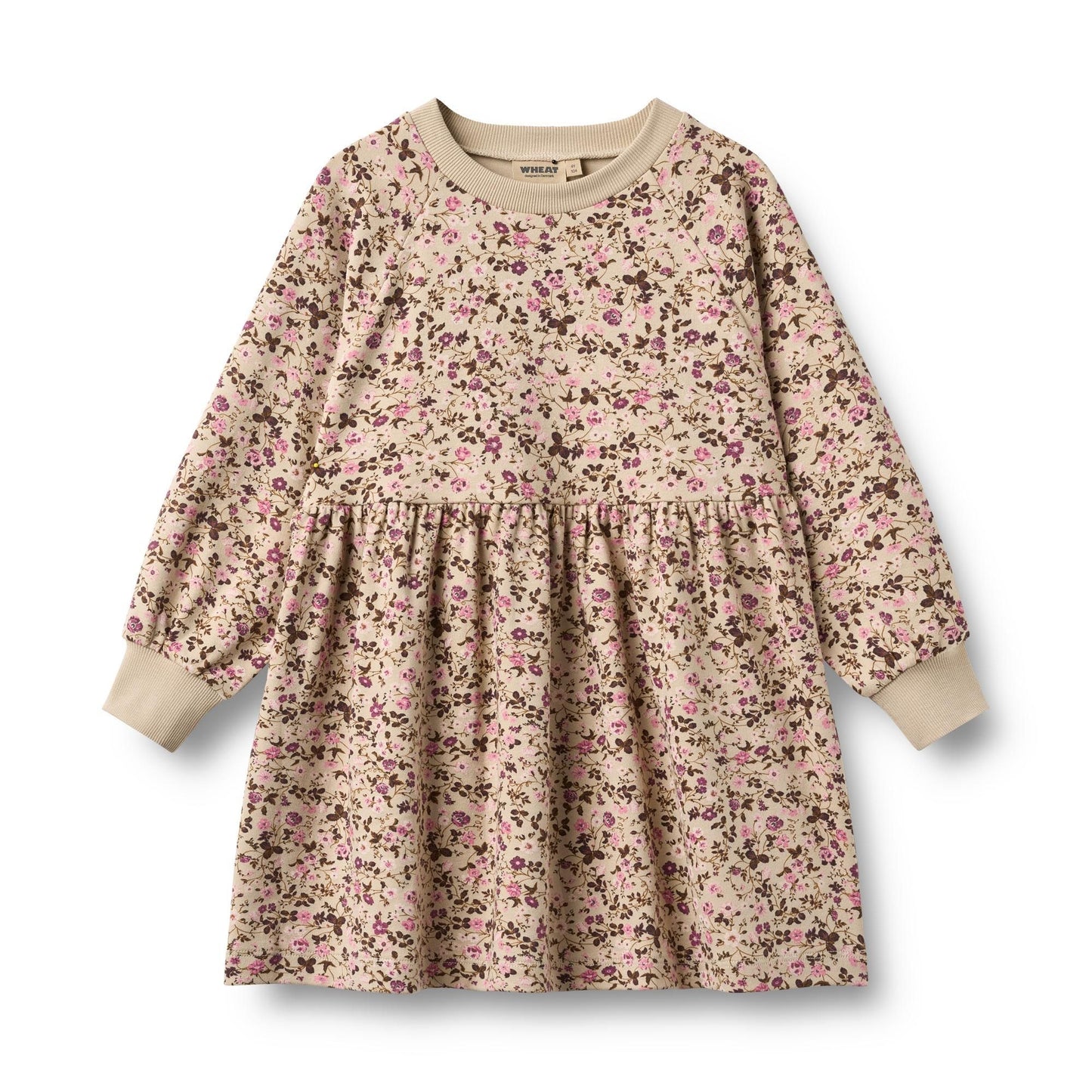 Dorthea Soft Sand Flower Wine Dress | Wheat