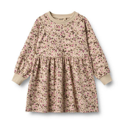 Dorthea Soft Sand Flower Wine Dress | Wheat