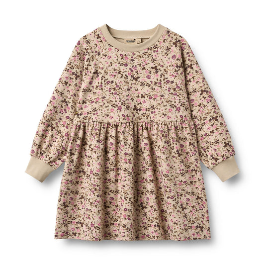 Dorthea Soft Sand Flower Wine Dress | Wheat