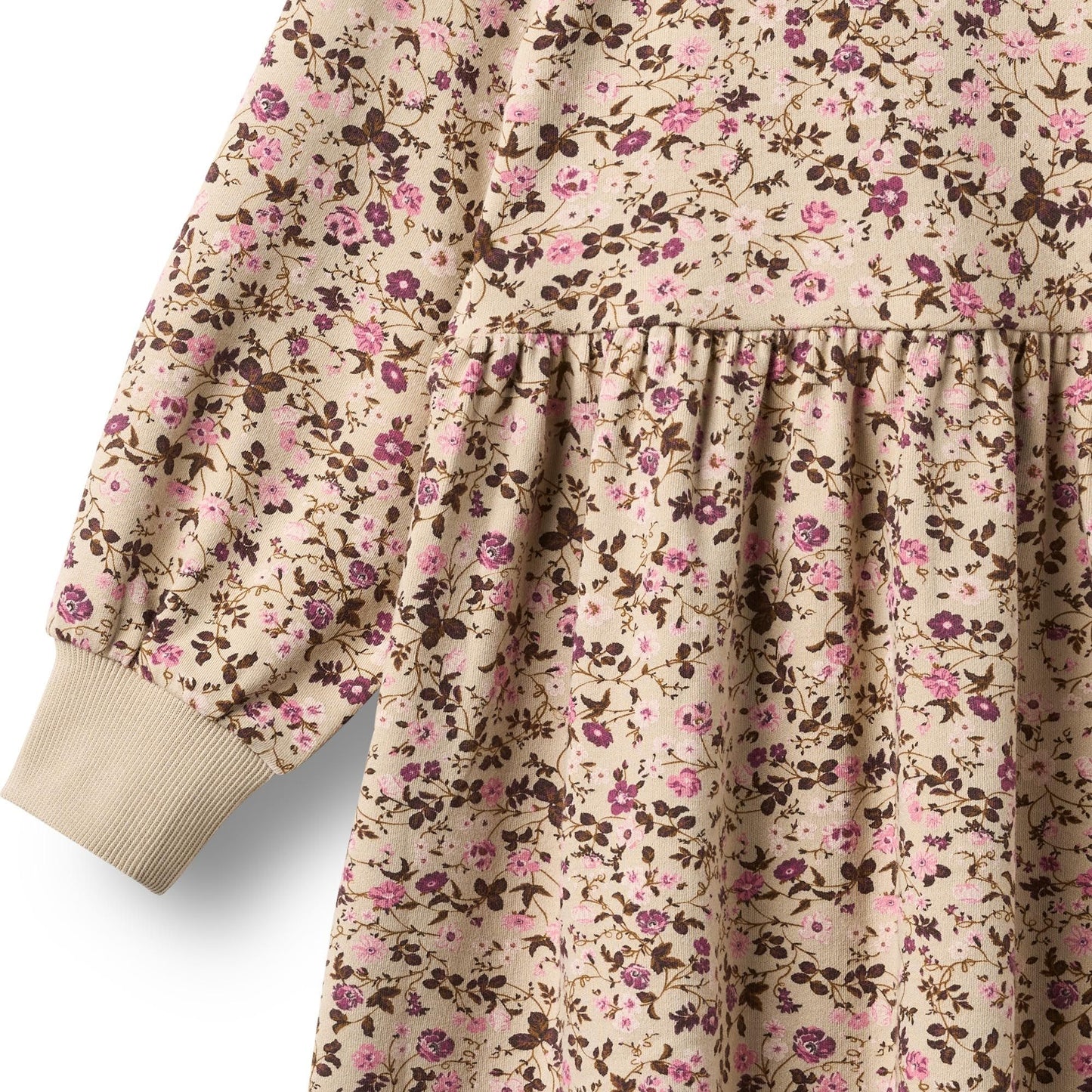 Dorthea Soft Sand Flower Wine Dress | Wheat