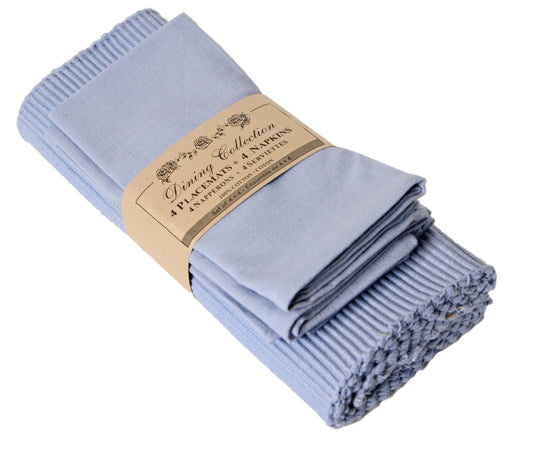 Placemats Napkins Set (4 of Each) - Periwinkle Blue | Accent Linen