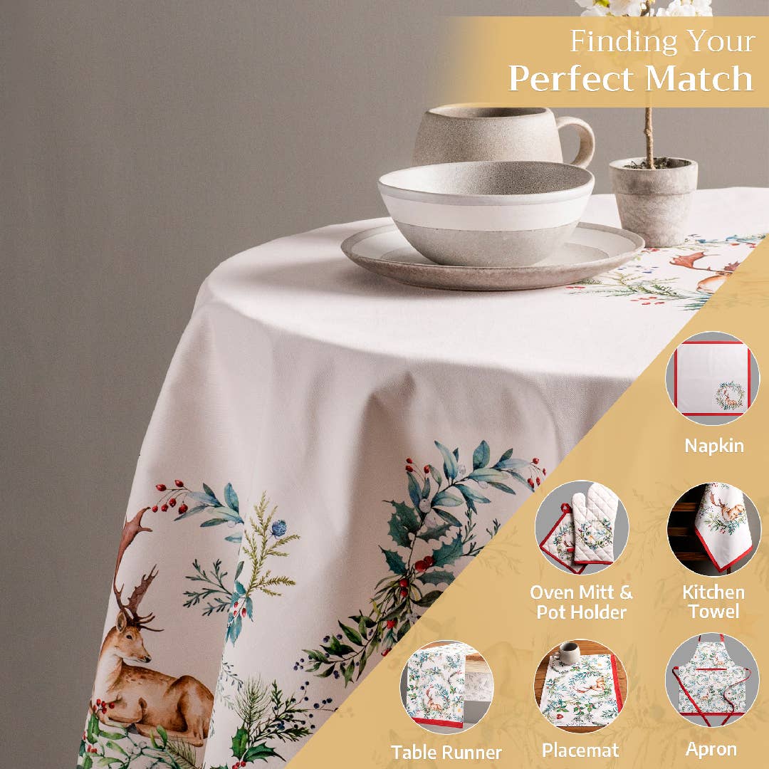 Holly Time Cotton Tablecloth (Various Sizes) | Maison d'Hermine