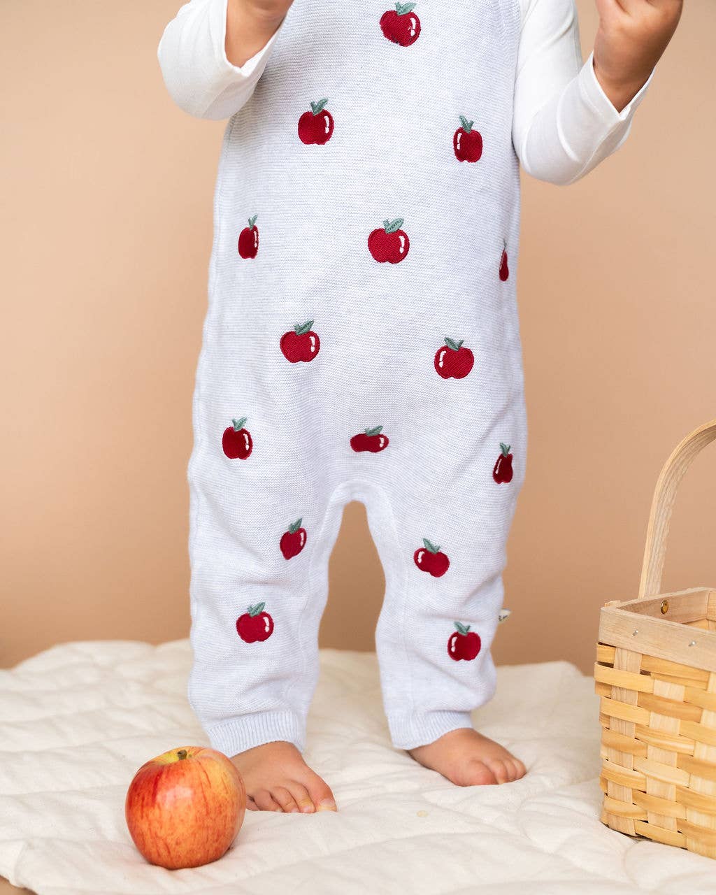 Apple Embroidered Overall & Bodysuit Set | Viverano Organics