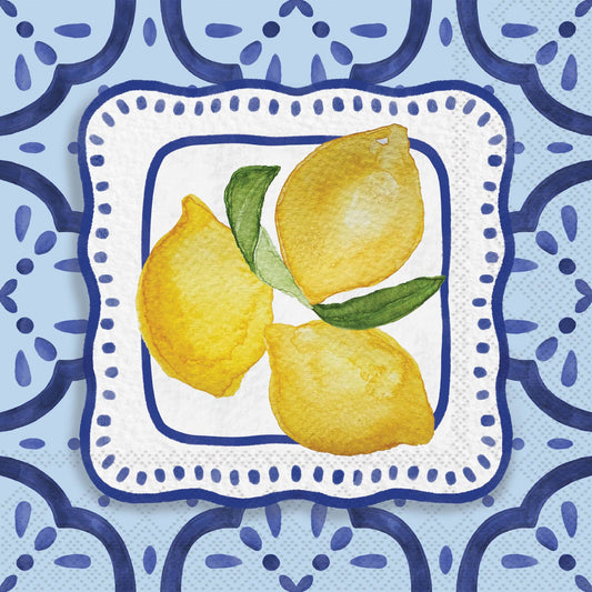 Amalfi Cucina Lemons Paper Cocktail Napkins | Boston International