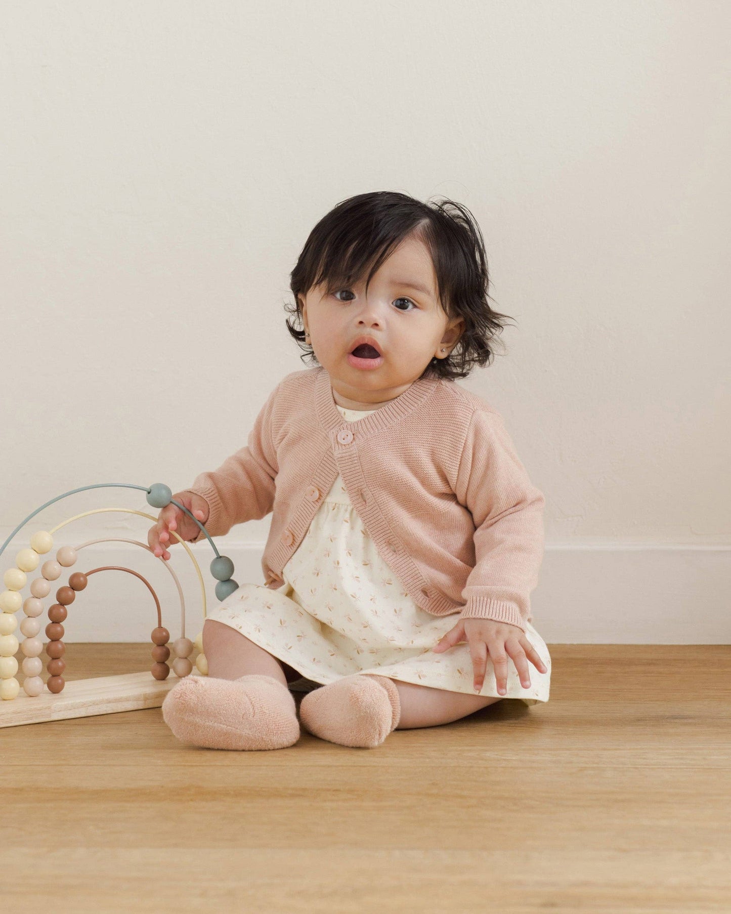 Knit Cardigan - Heathered Rose | Quincy Mae