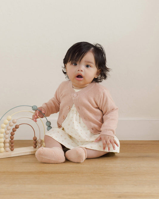 Knit Cardigan - Heathered Rose | Quincy Mae