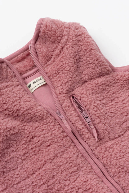 Mauve Pink Sherpa Vest | Monica + Andy