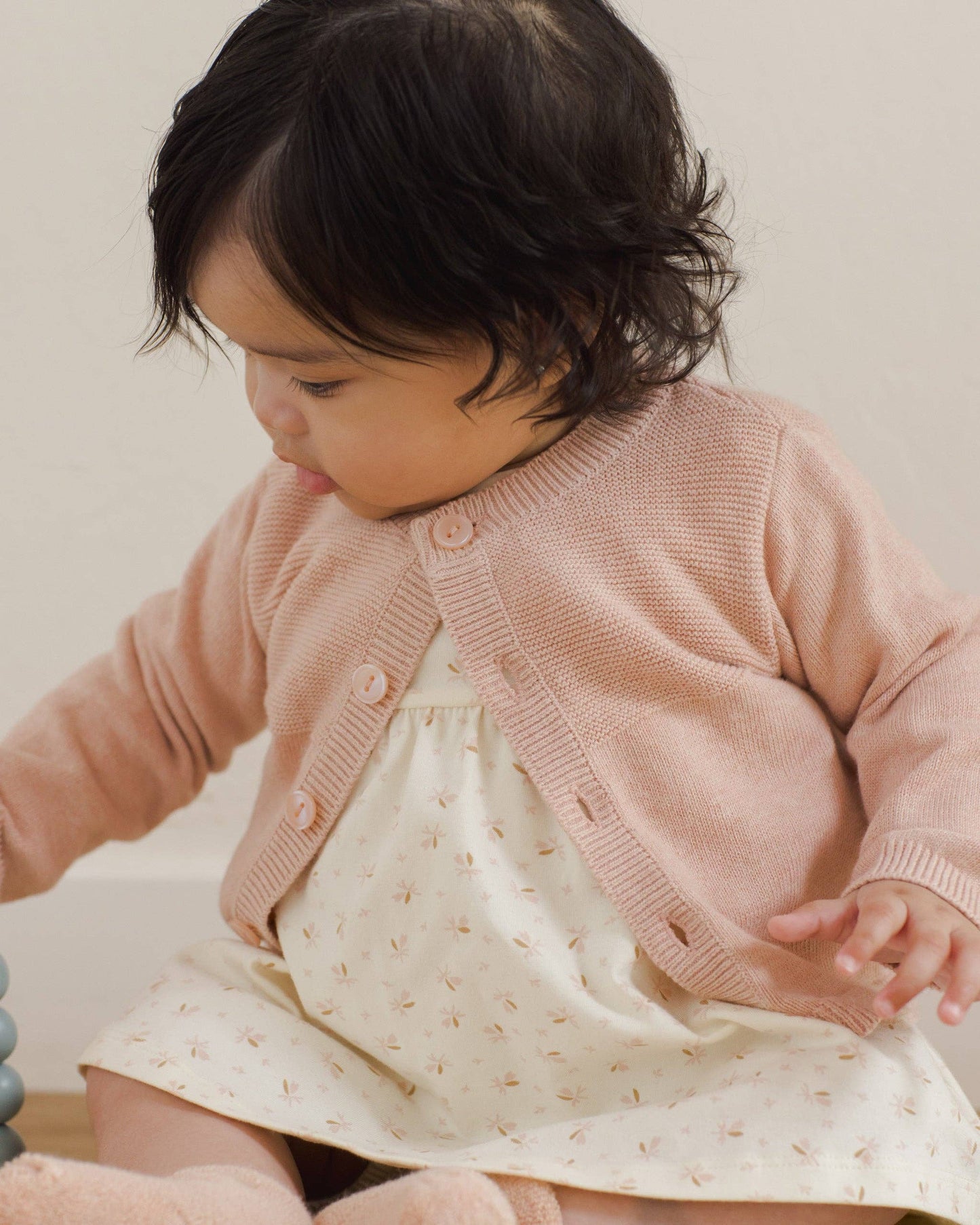 Knit Cardigan - Heathered Rose | Quincy Mae