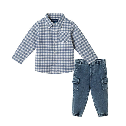 Infant Buttondown Denim Jogger Set | Andy & Evan