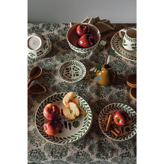 Viridian Block Print Tablecloth | Danica Heirloom