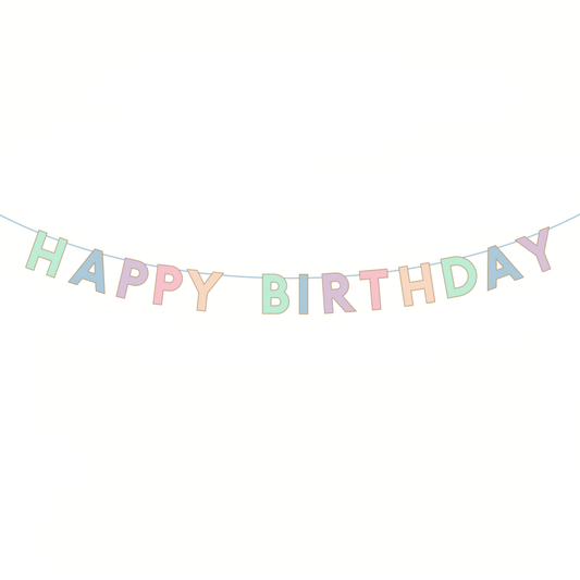 Pastel Happy Birthday Signature Banner | Bonjour Fête