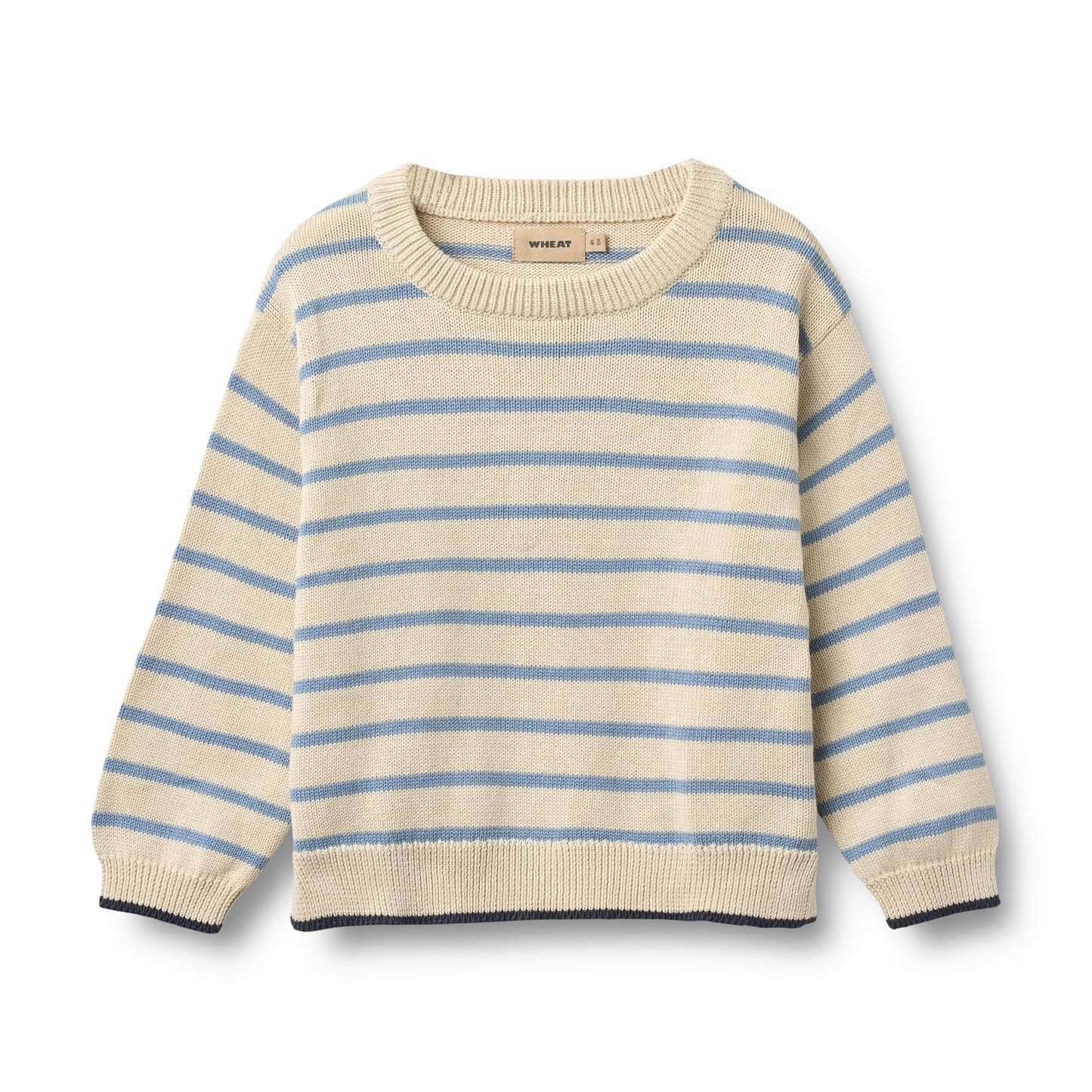 Faded Denim Stripe Morgan Knit Pullover | Wheat