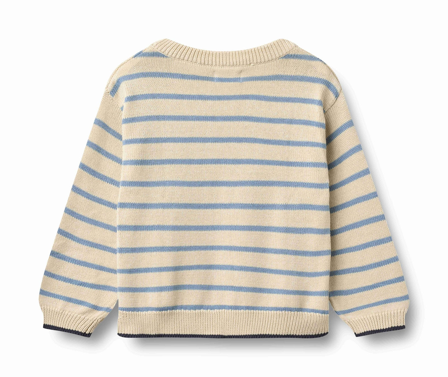 Faded Denim Stripe Morgan Knit Pullover | Wheat