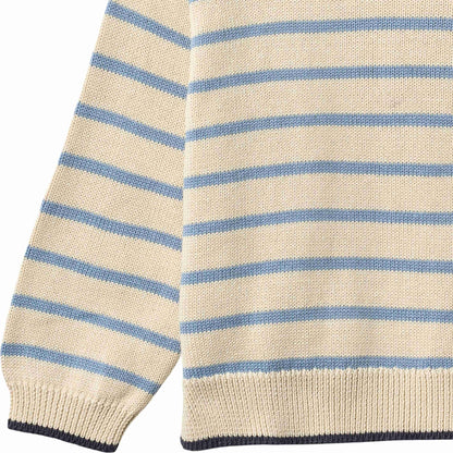 Faded Denim Stripe Morgan Knit Pullover | Wheat