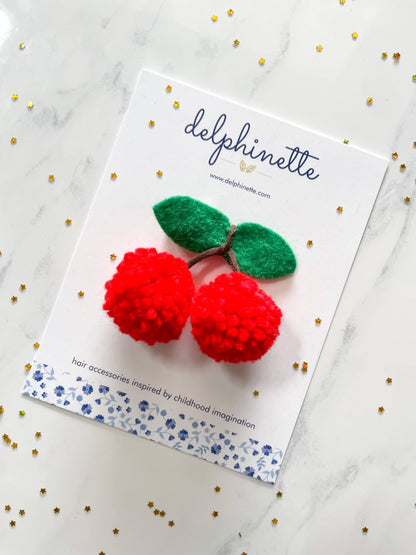 Cherry Pom Pom Hair Tie | Delphinette